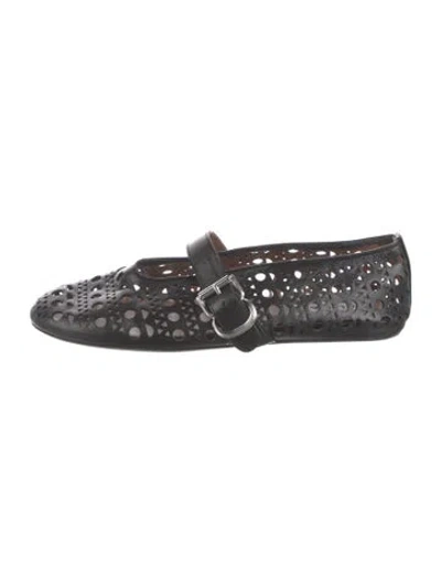 Pre-owned Alaïa Leather Lasercut Accents Mary Jane Flats In Black
