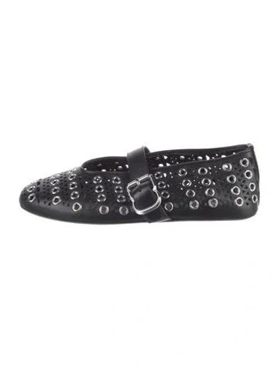 Pre-owned Alaïa Leather Lasercut Accents Mary Jane Flats In Black