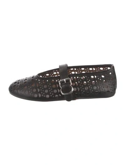 Pre-owned Alaïa Leather Lasercut Accents Mary Jane Flats In Black