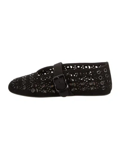 Pre-owned Alaïa Leather Lasercut Accents Mary Jane Flats In Black