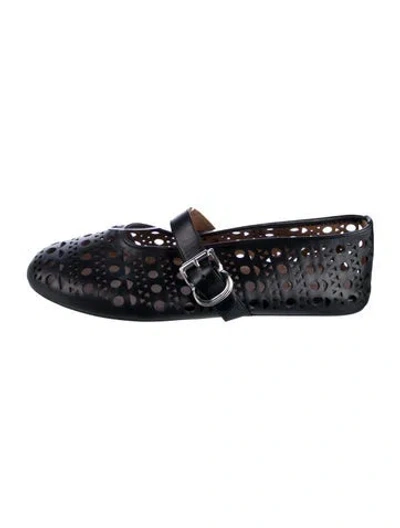 Pre-owned Alaïa Leather Lasercut Accents Mary Jane Flats In Blue