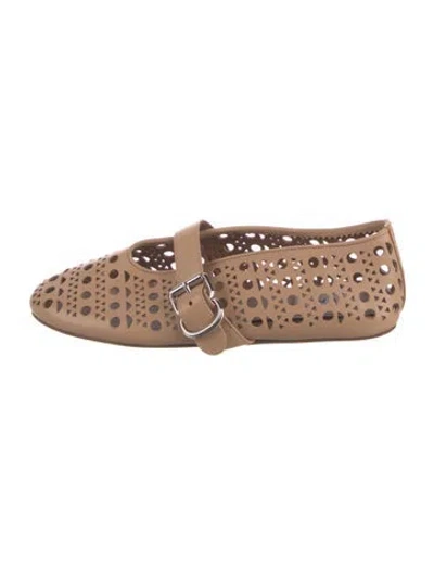 Pre-owned Alaïa Leather Lasercut Accents Mary Jane Flats In Neutral