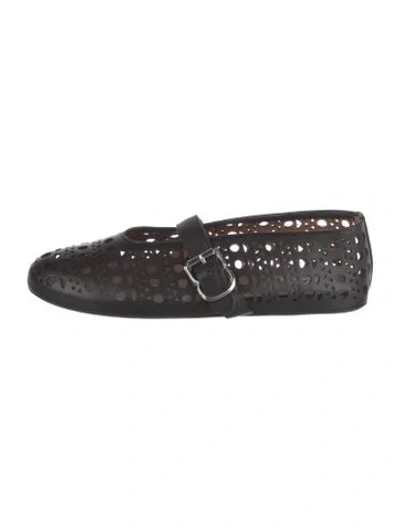 Pre-owned Alaïa Leather Lasercut Accents Mary Jane Flats W/ Tags In Black