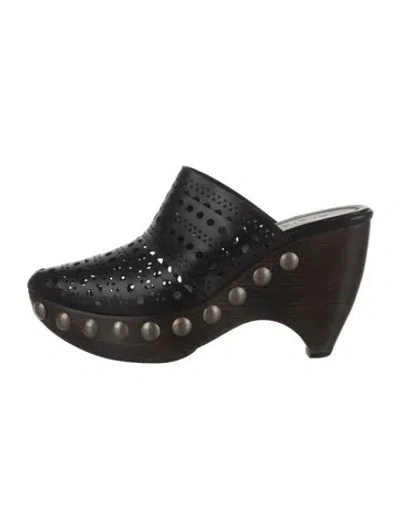 Pre-owned Alaïa Leather Lasercut Accents Mules In Black