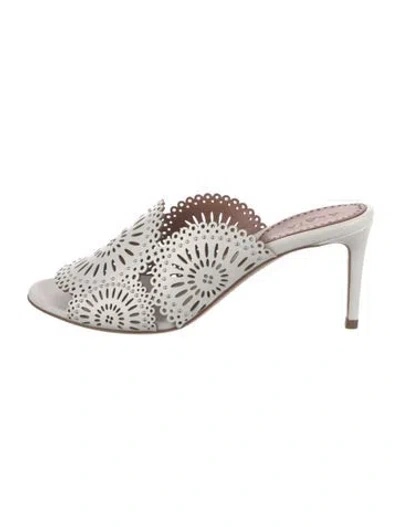 Pre-owned Alaïa Leather Lasercut Accents Mules W/ Tags In White