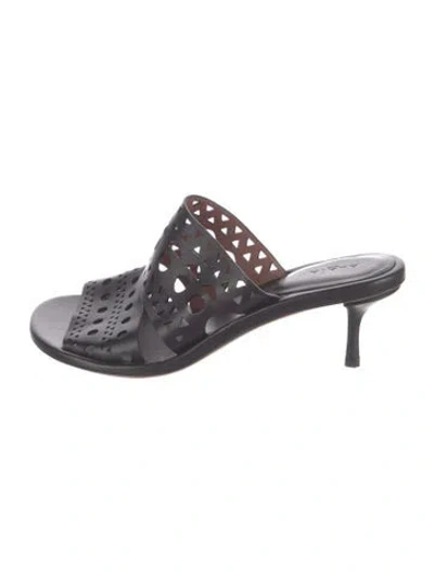 Pre-owned Alaïa Leather Lasercut Accents Slides In Multi