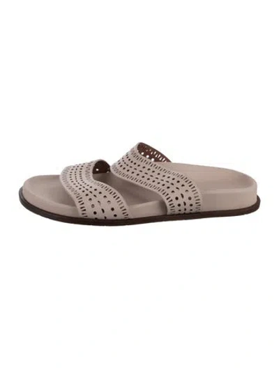 Pre-owned Alaïa Leather Lasercut Accents Slides In Neutral
