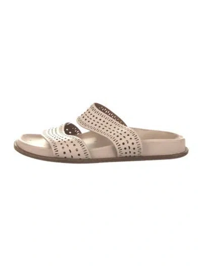 Pre-owned Alaïa Leather Lasercut Accents Slides In Neutrals