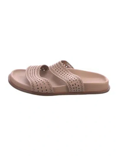 Pre-owned Alaïa Leather Lasercut Accents Slides In Neutrals