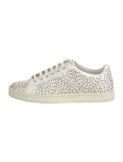 Pre-owned Alaïa Leather Lasercut Accents Sneakers In White