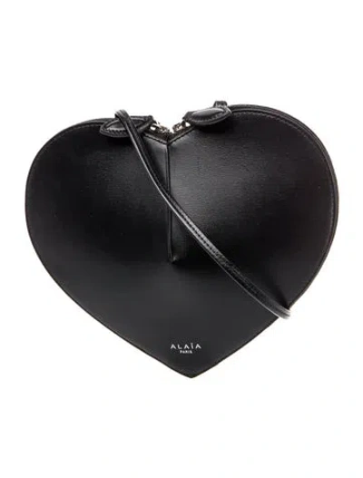 Pre-owned Alaïa Leather Le Coeur In Black