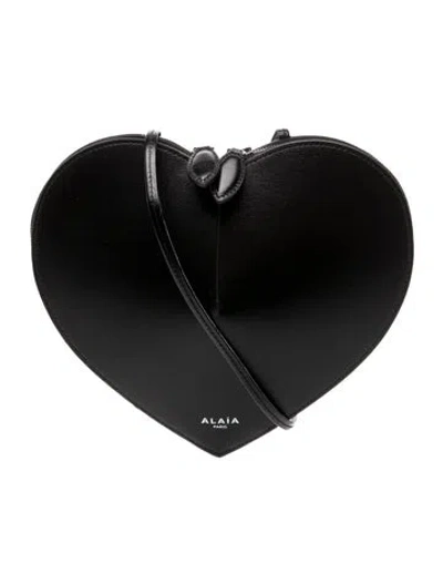 Pre-owned Alaïa Leather Le Coeur In Black