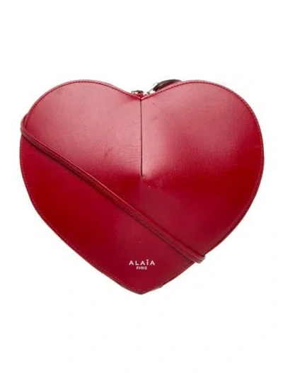 Pre-owned Alaïa Leather Le Coeur In Red