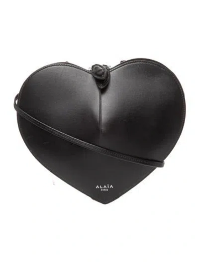 Pre-owned Alaïa Leather Le Cœu Mini In Black
