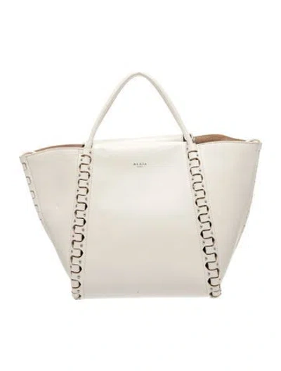 Pre-owned Alaïa Leather Le Hinge Medium In Neutrals