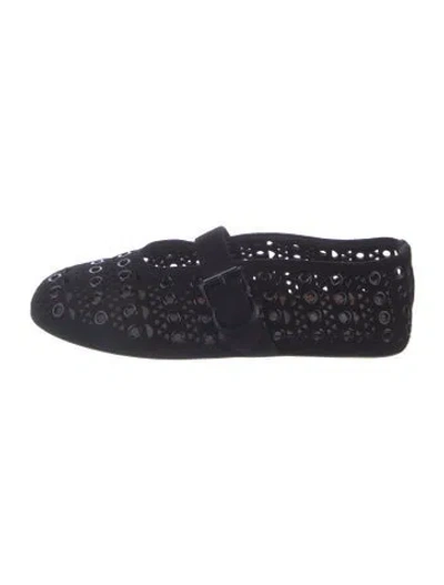 Pre-owned Alaïa Leather Mary Jane Flats In Black
