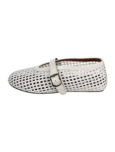 Pre-owned Alaïa Leather Mary Jane Flats W/ Tags In Silver