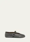 Alaïa Embellished Leather Ballet Flats In Noir