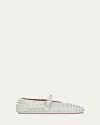 Alaïa Leather Mary Jane Flats With Allover Studs In White