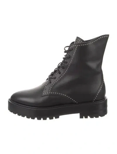 Pre-owned Alaïa Leather Mesh Accents Combat Boots In Black