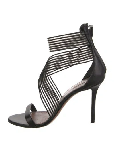 Pre-owned Alaïa Leather Mesh Accents Sandals In Black