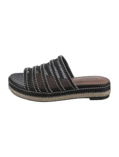 Pre-owned Alaïa Leather Mesh Accents Slides In Black