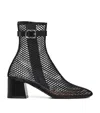 Alaïa Fishnet Patent Leather-trimmed Ankle Boots In Black