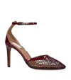 Alaïa Leather-mesh Ballerina Pumps 90 In Burgundy