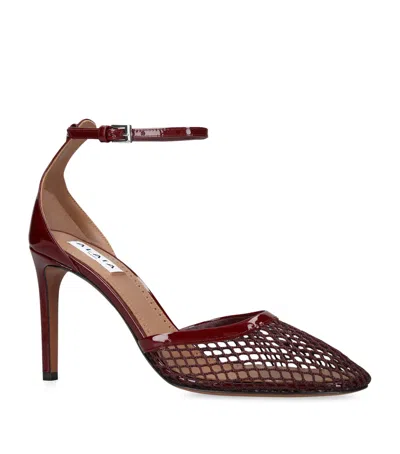 Alaïa Leather-mesh Ballerina Pumps 90 In Burgundy