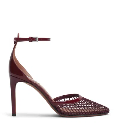 Alaïa Leather-mesh Ballerina Pumps 90 In Red