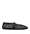 Alaïa Patent Leather-trimmed Mesh Ballet Flats In Black
