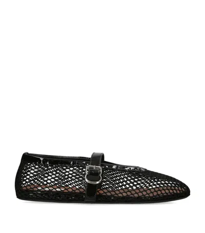 ALAÏA LEATHER MESH BALLET FLATS