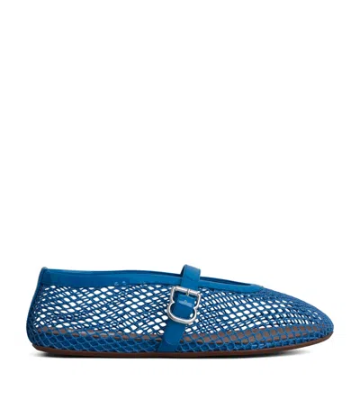 Alaïa Leather Mesh Ballet Flats In Blue