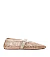 Alaïa Clair Fishnet Ballerina Flats In Nude