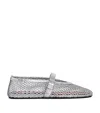 Alaïa Leather Mesh Ballet Flats In Silver