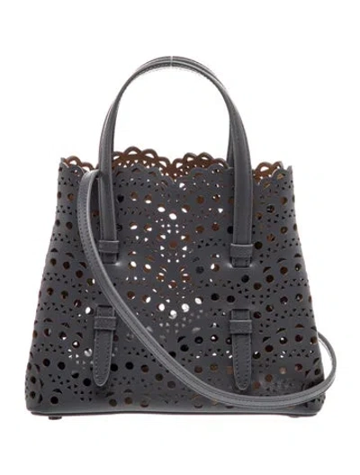 Pre-owned Alaïa Leather Mina 16 In Gray