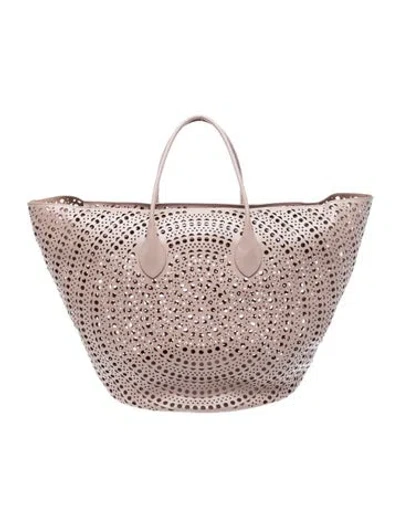 Pre-owned Alaïa Leather Mina Large In Neutral