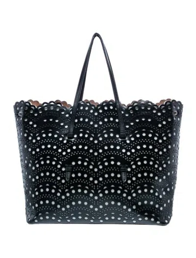 Pre-owned Alaïa Leather Mina W/ Pouch In Black
