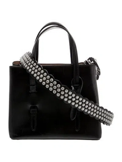 Pre-owned Alaïa Leather Mina W/ Strap Mini In Black