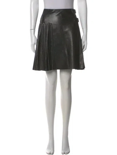 Pre-owned Alaïa Leather Mini Skirt In Black