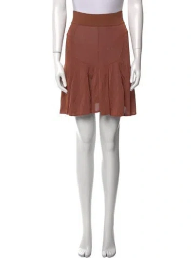 Pre-owned Alaïa Leather Mini Skirt In Brown