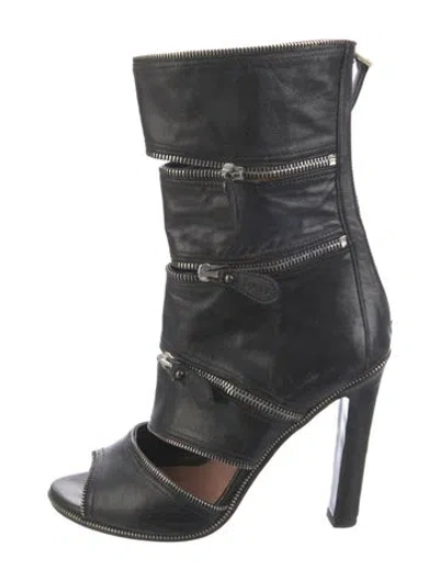 Pre-owned Alaïa Leather Moto Boots In Black