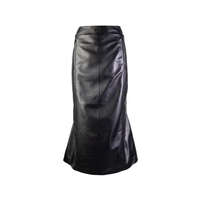 Alaïa Leather Panelled Midi Skirt In Black