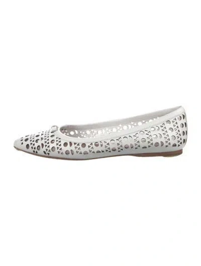 Pre-owned Alaïa Leather Patterned Ballet Flats In White
