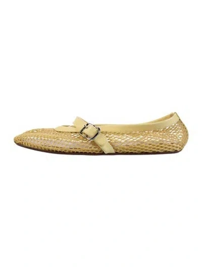 Pre-owned Alaïa Leather Patterned Ballet Flats In Yellow