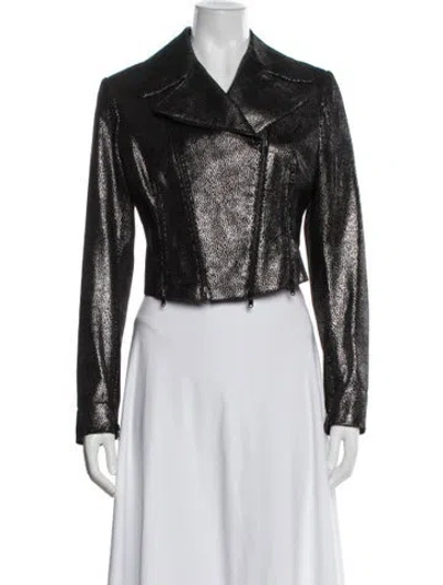 Pre-owned Alaïa Leather Patterned Biker Jacket In Black/metallic