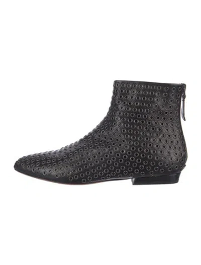 Pre-owned Alaïa Leather Patterned Boots In Black