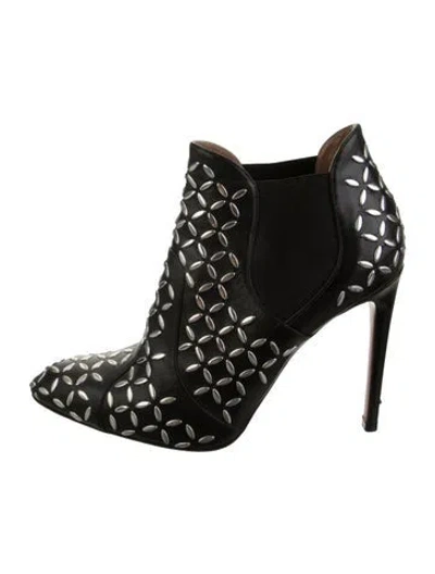 Pre-owned Alaïa Leather Patterned Chelsea Boots In Black