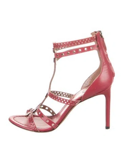 Pre-owned Alaïa Leather Patterned Gladiator Sandals In Pink