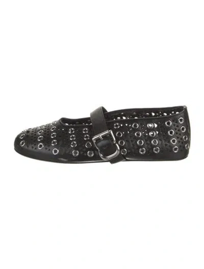 Pre-owned Alaïa Leather Patterned Mary Jane Flats In Black